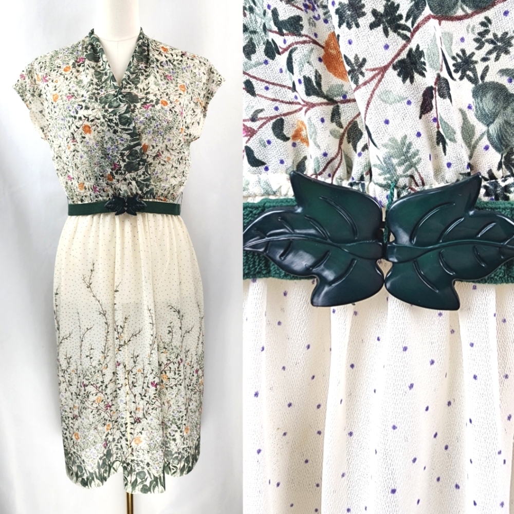 Vintage Strait Lane Women's Whimsical Floral Wildflower Belted Dress Size 10